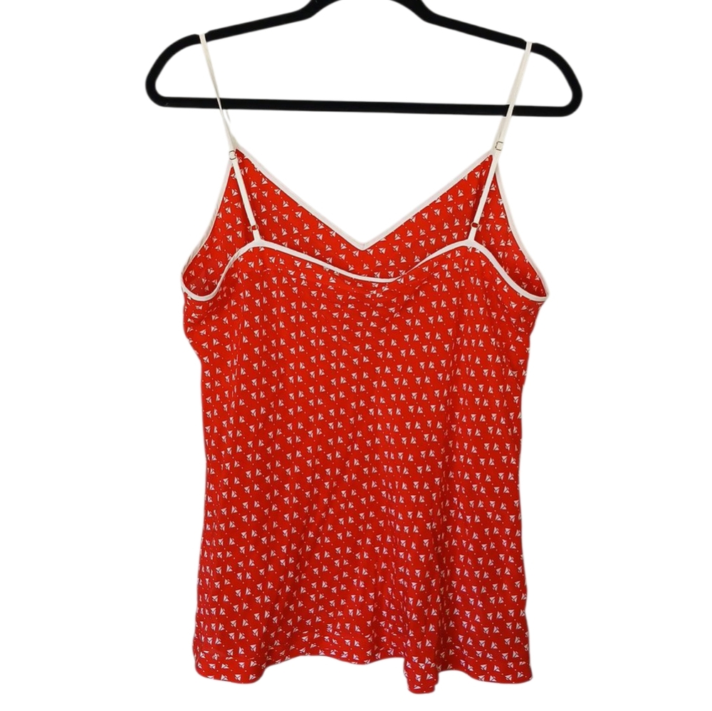 Ann Taylor Silk Red Printed Spaghetti Strap Blouse Cami Size Large - Picture 2 of 10